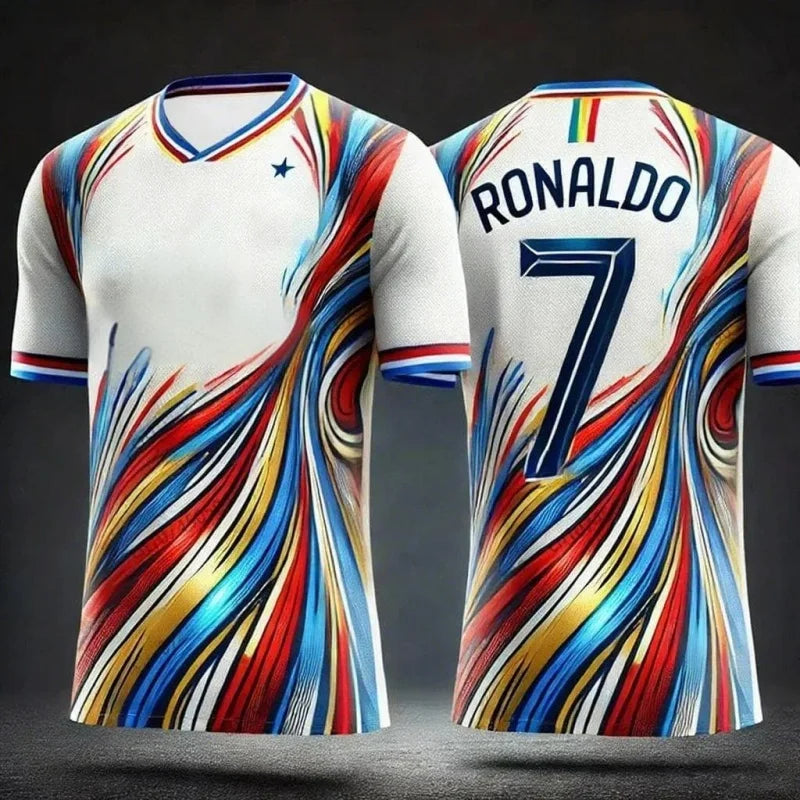 Football Short-sleeved T-shirts Crew Neck Comfortable Sports Tops for Game Football Training Casual Fitness Gift Family Kids Tee