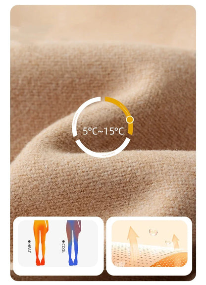 New Autumn Winter Rabbit Fleece Sharkskin Leggings Women Casual Basic Thicken Warm Leggings Brown Fleece Lined Tights
