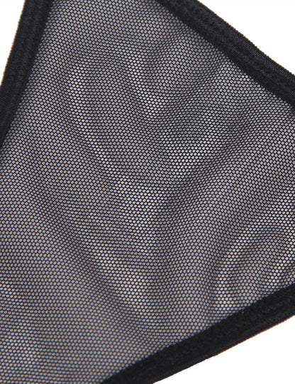 Women Sexy Underwear Solid Black Floral Pattern Hollow Out Low Waist Mini Micro Thong Erotic Beaded Plus Size Panties