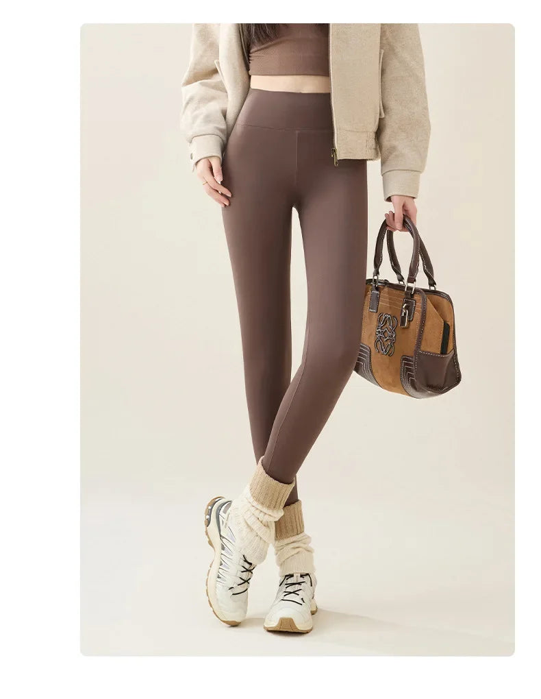 Women's Thermal Fleece-Lined Sharkskin Leggings – Ultra Warm Winter Tights