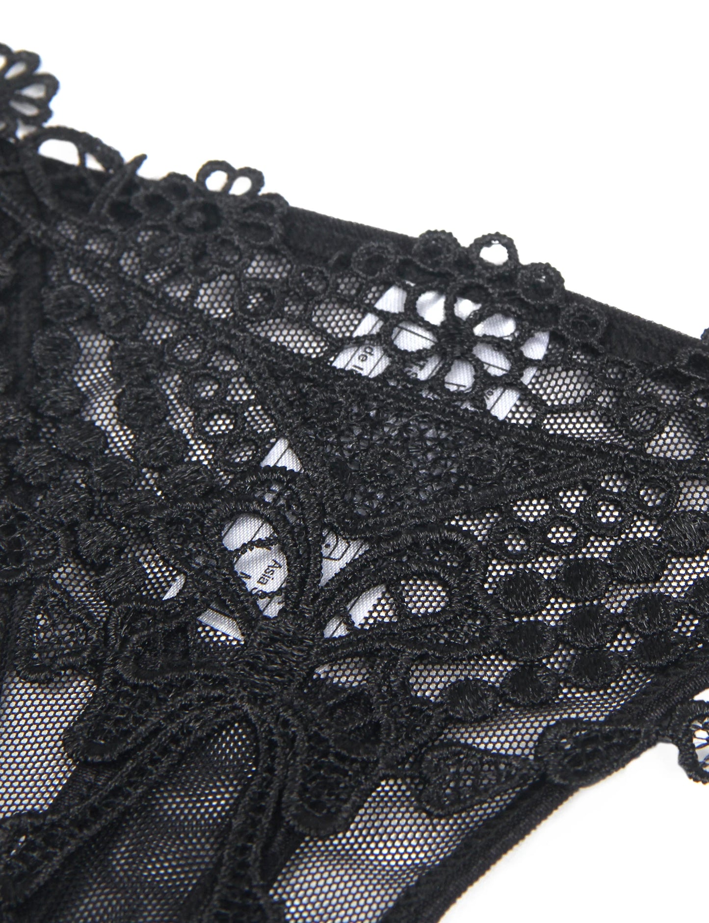 Women Sexy Underwear Solid Black Floral Pattern Hollow Out Low Waist Mini Micro Thong Erotic Beaded Plus Size Panties